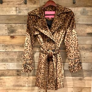 Chic Y2k Betsey Johnson Leopard Trench Coat